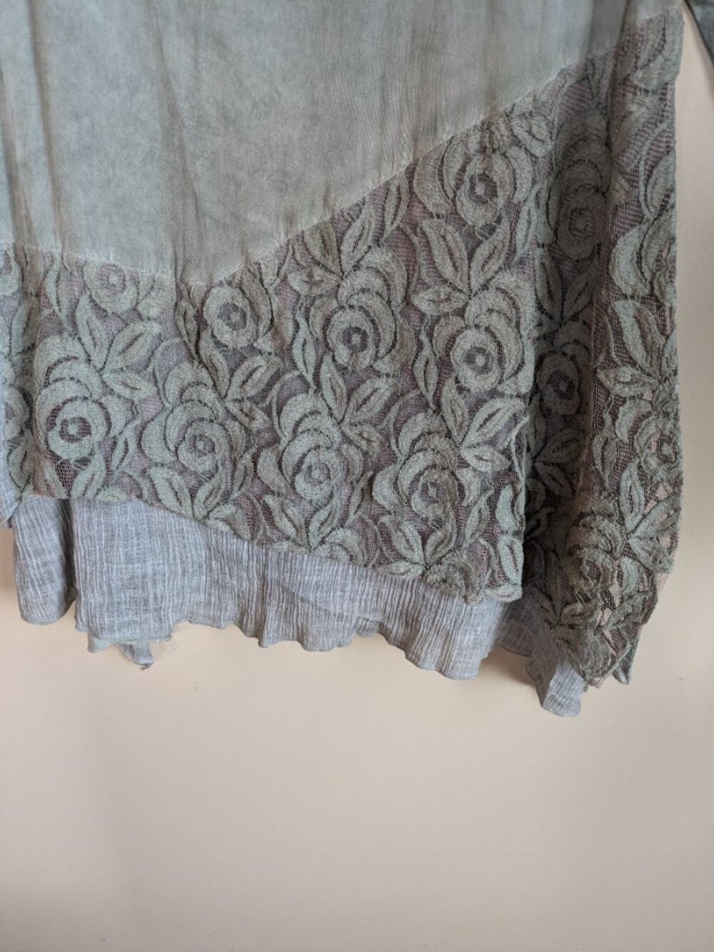 Forgotten Grace Blue Long Sleeve Top with Embroidered Lace Size XXL #254 - Picture 2 of 6
